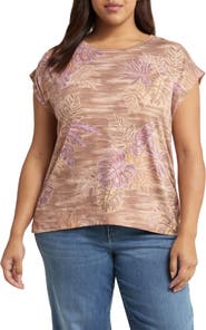 Wit & Wisdom Print Cap Sleeve T-Shirt (Nordstrom Exclusive)