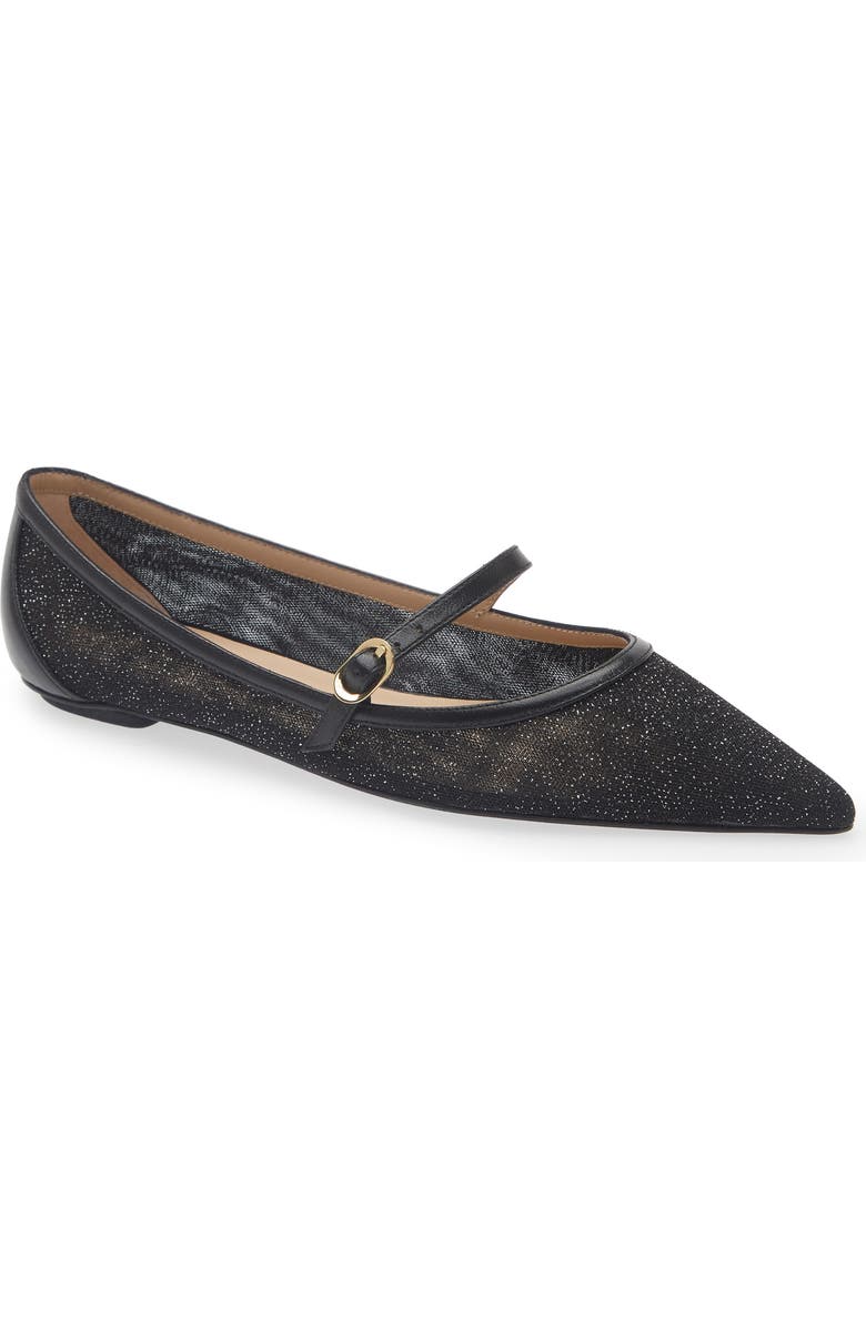 Stuart Weitzman Emilia Mary Jane Flat, Main, color, Patent Black