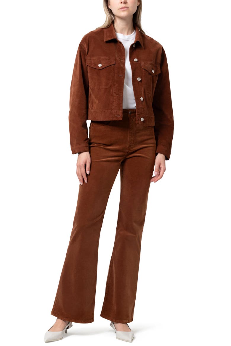 Los Angeles High Waist Flare Leg Velvet Pants, Alternate, color, BROWN VELVET