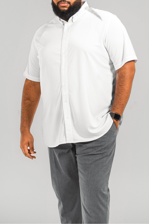 Regent Row Big And Tall Commuter Shirt Short Sleeve Button Down In White