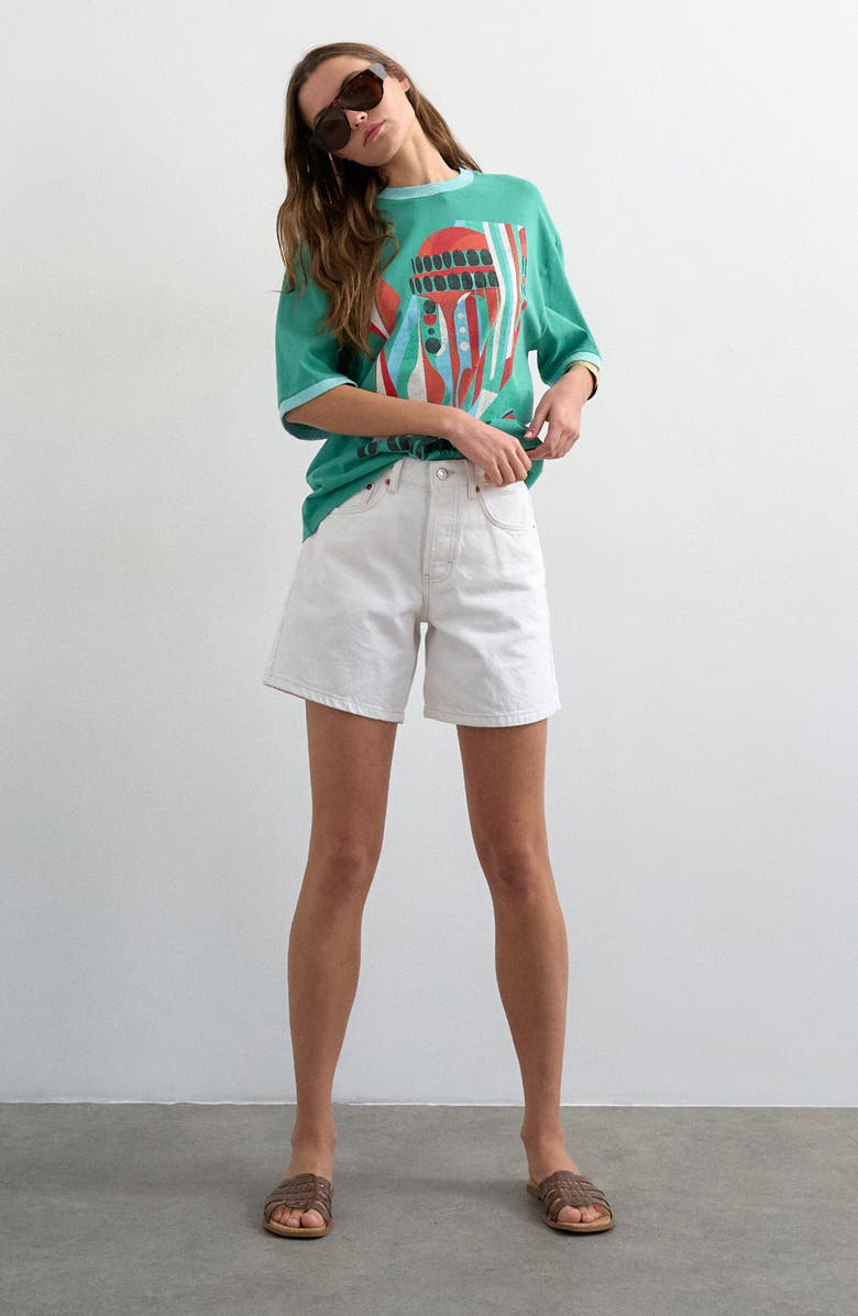 Topshop Editor Mid Rise Denim Shorts, Main, color, White