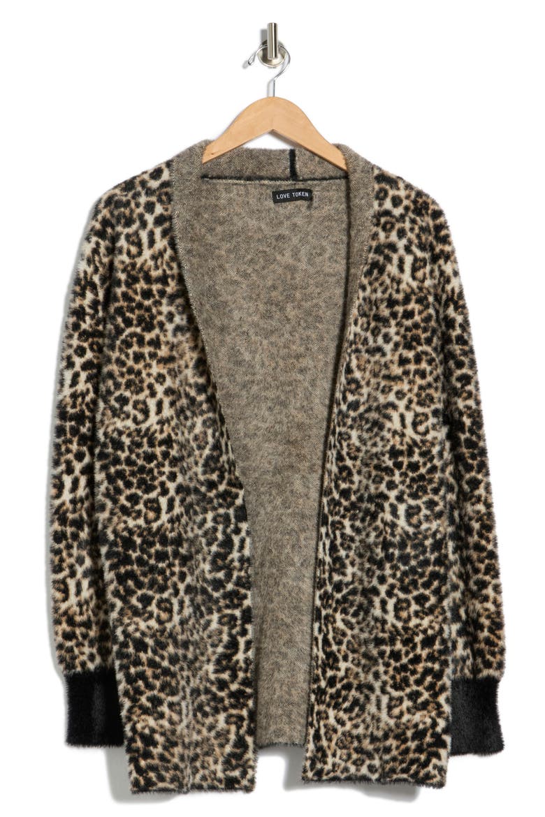 Layla Faux Fur Cardigan, Alternate, color, LEOPARD