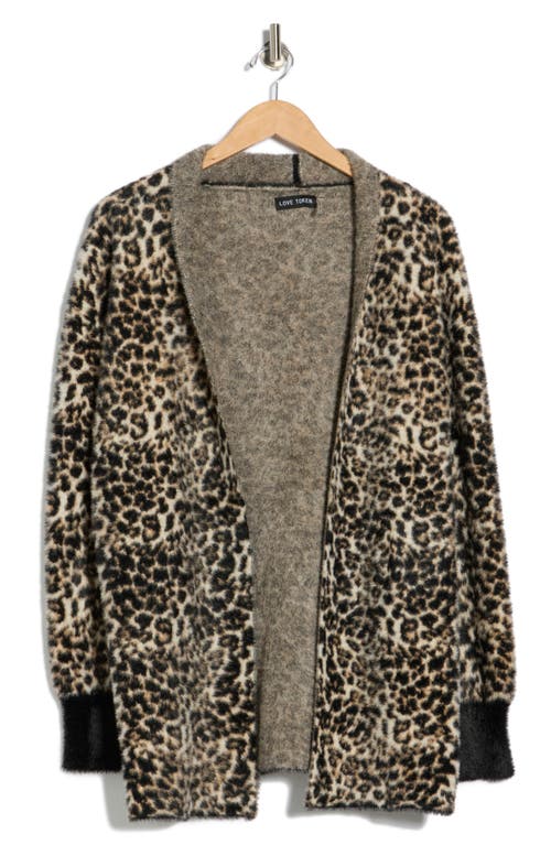 Love Token Layla Faux Fur Cardigan In Brown