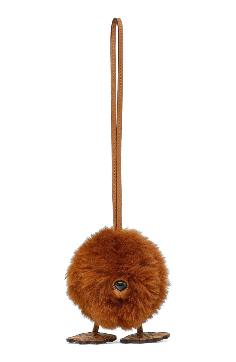 MCM Bear Charm in Lamb Fur and Visetos, Main, color, 