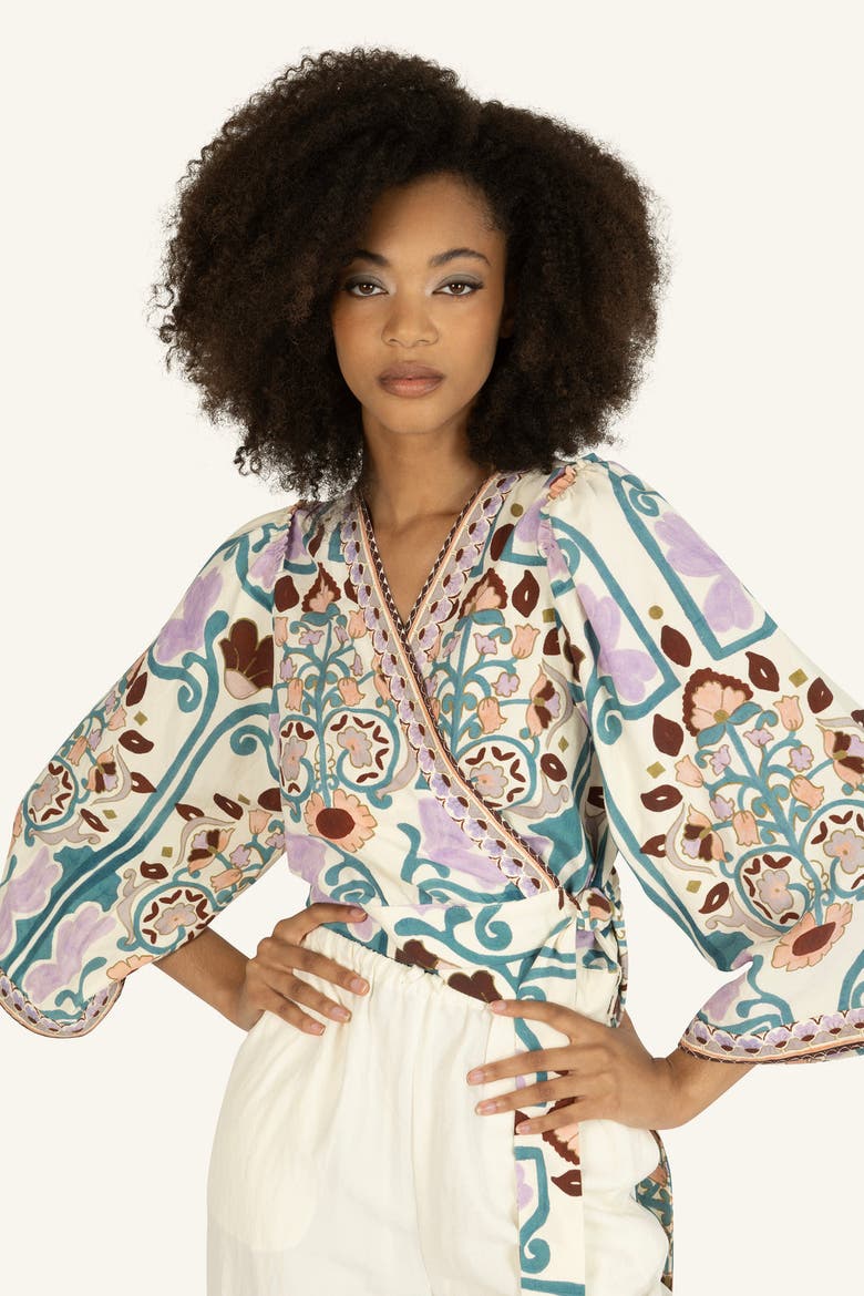Rylan Top, Alternate, color, Multi Abstract Print