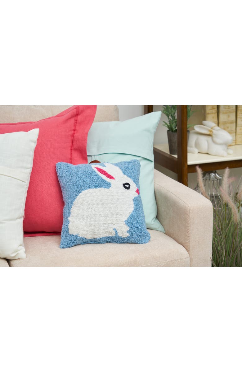 C&F Home Easter Bunny Hooked Blue Mini Accent Pillow 12" x 12", Alternate, color, White