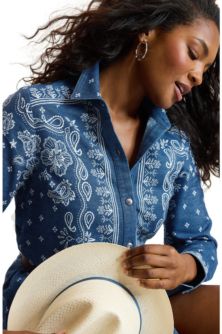 Bandana Bay Midi Shirtdress, Alternate, color, MIDNIGHT BAY WASH