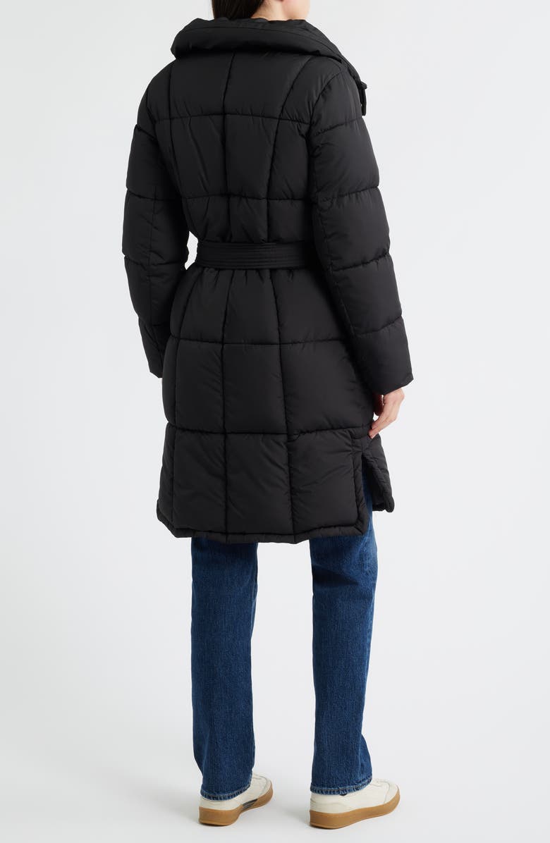 Michael Kors Faux Fur Trim Hooded Puffer Coat, Alternate, color, Black