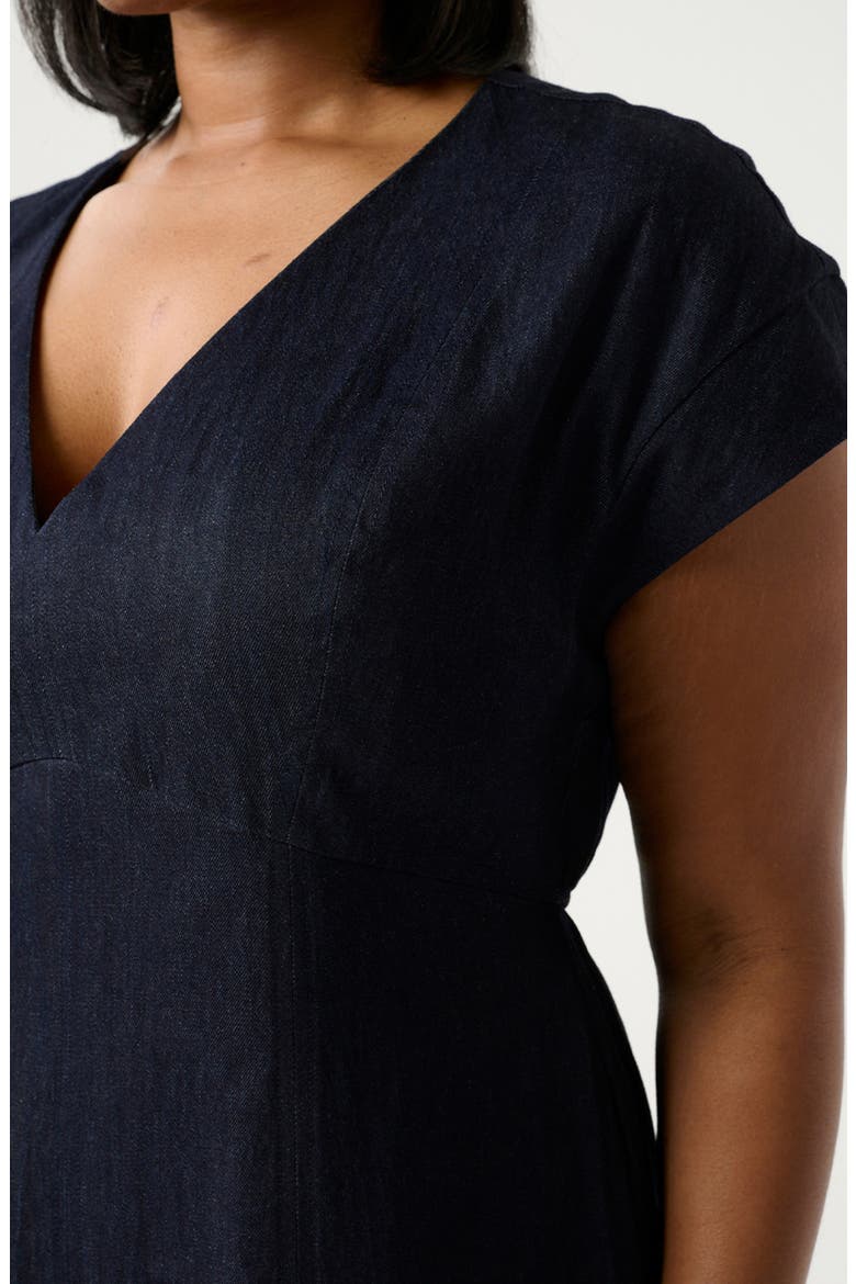 Abbie Fit & Flare Cotton Midi Dress, Alternate, color, INDIGO NOIR
