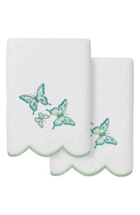 2-Piece Brittney Embroidered Turkish Cotton Hand Towel Set