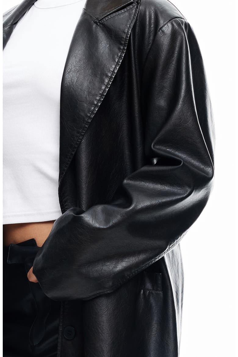 Olsen Faux Leather Trench Coat, Alternate, color, WASHED ONYX