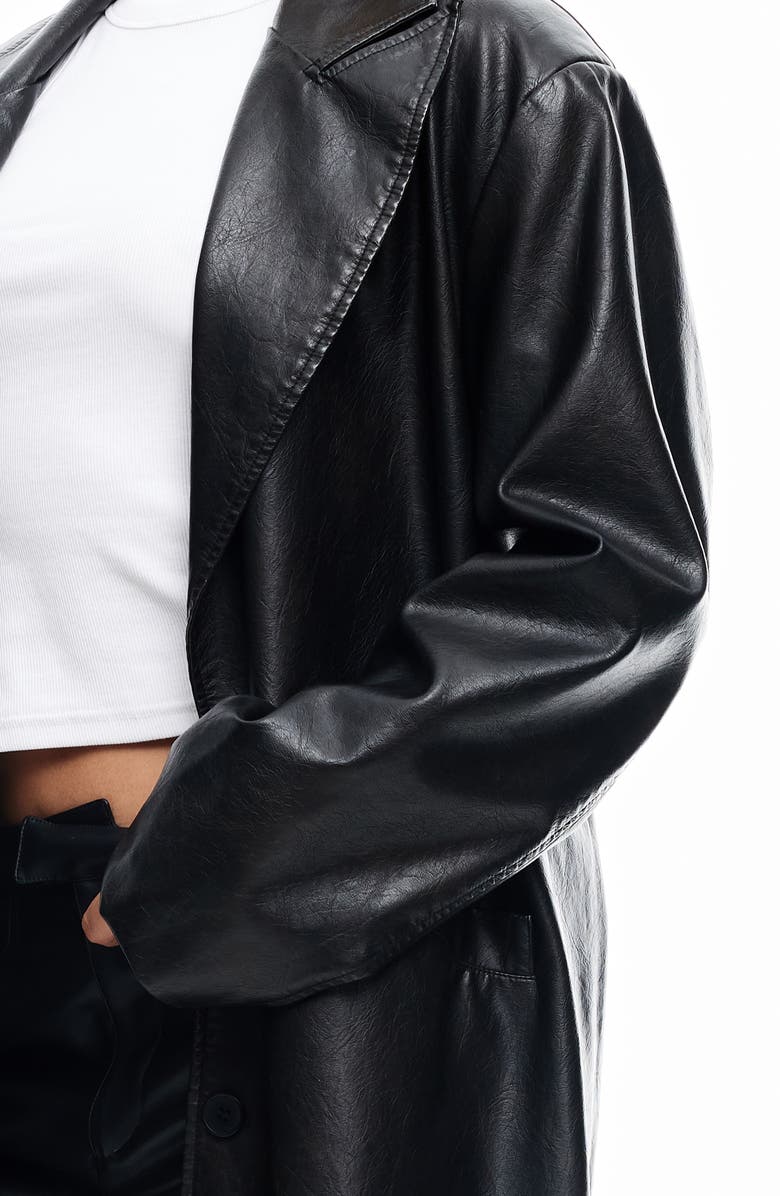 LIONESS Olsen Faux Leather Trench Coat, Alternate, color, 