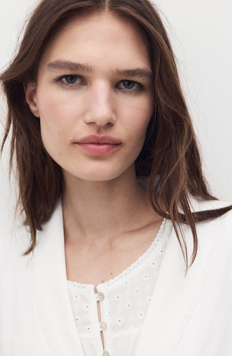 MANGO Embroidered Cotton Gown, Alternate, color, White