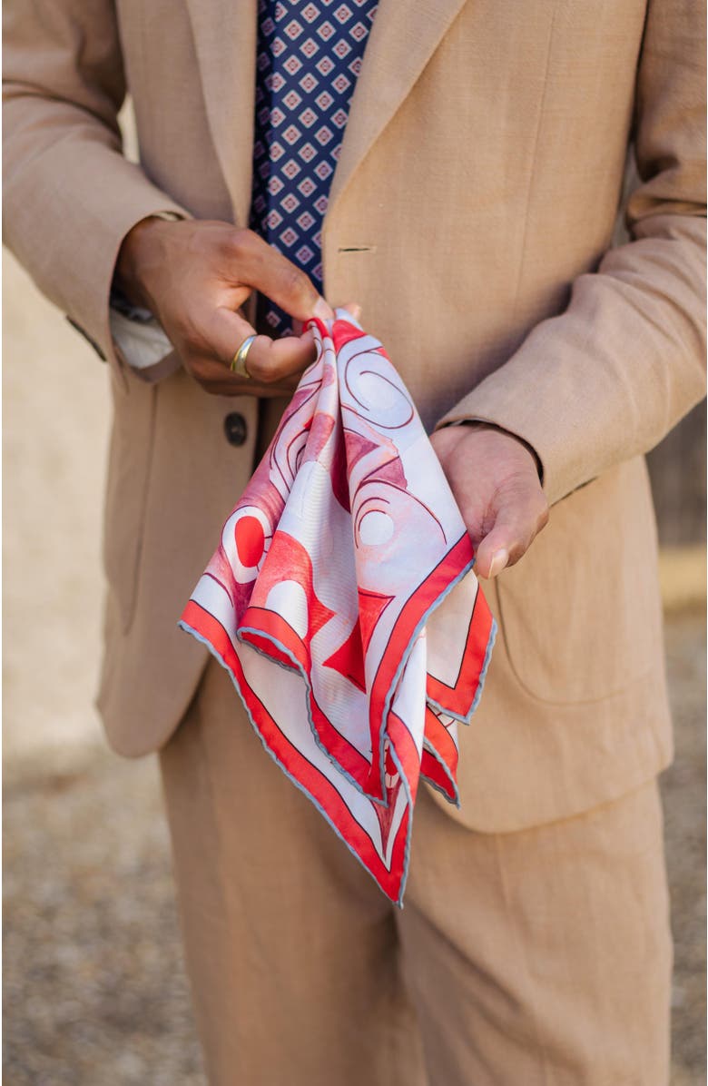 Elizabetta Prato - Silk Pocket Square for Men, Alternate, color, Red