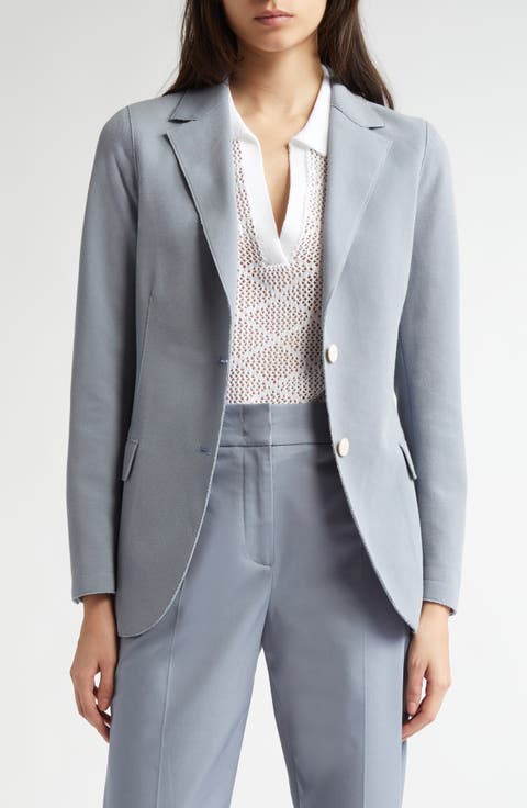 Single Breasted Cotton Blend Blazer