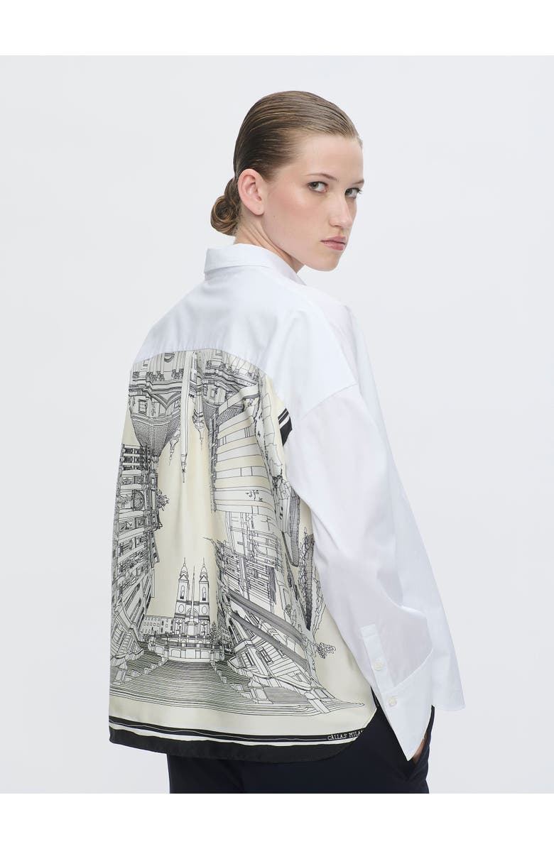 Callas Milano Sirene Rome Print Scarf-back Shirt, Alternate, color, White