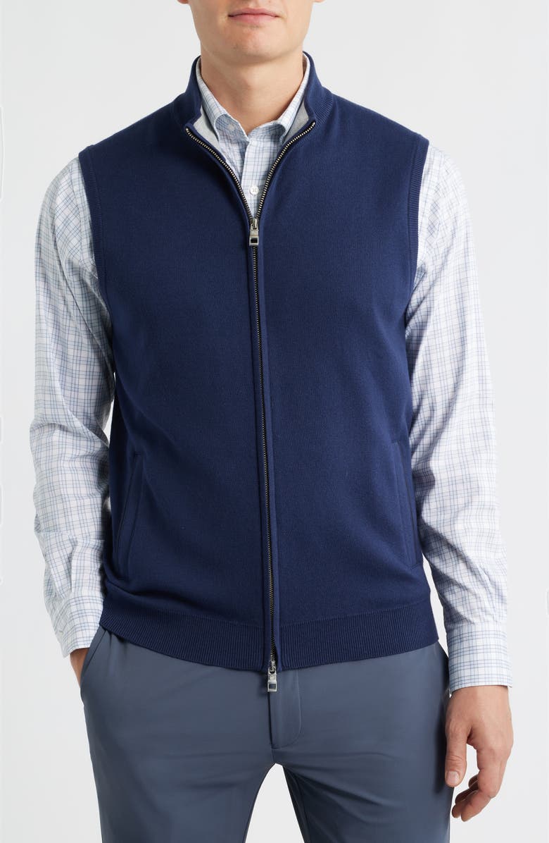 Peter Millar Coolspun Performance Full Zip Sweater Vest, Alternate, color, Navy