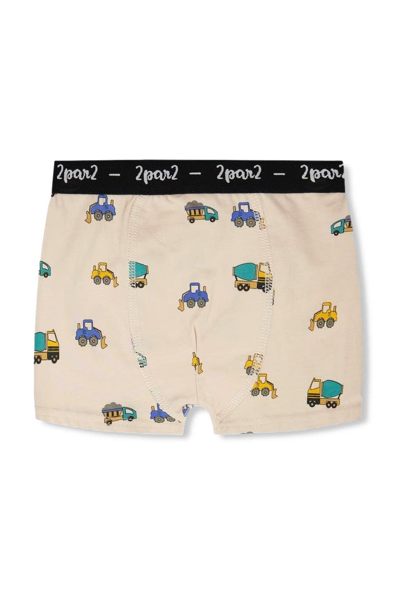 Organic Cotton Truck Elastic Waist Boxer, Main, color, Beige Printed Trucks