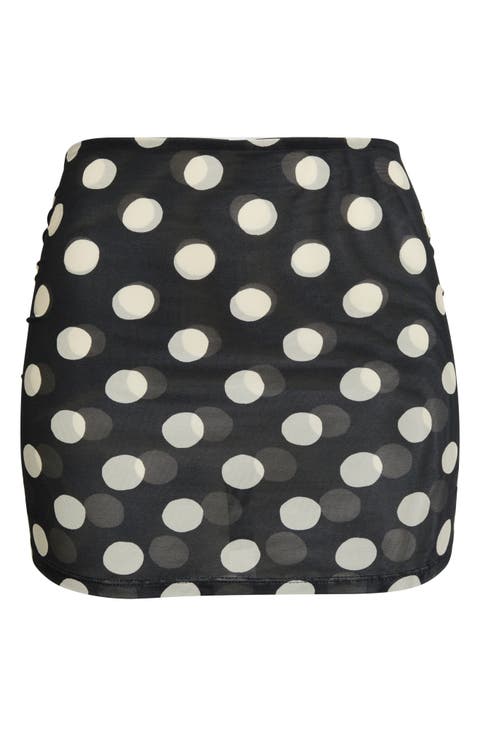 Dot Ruched Cover-Up Miniskirt