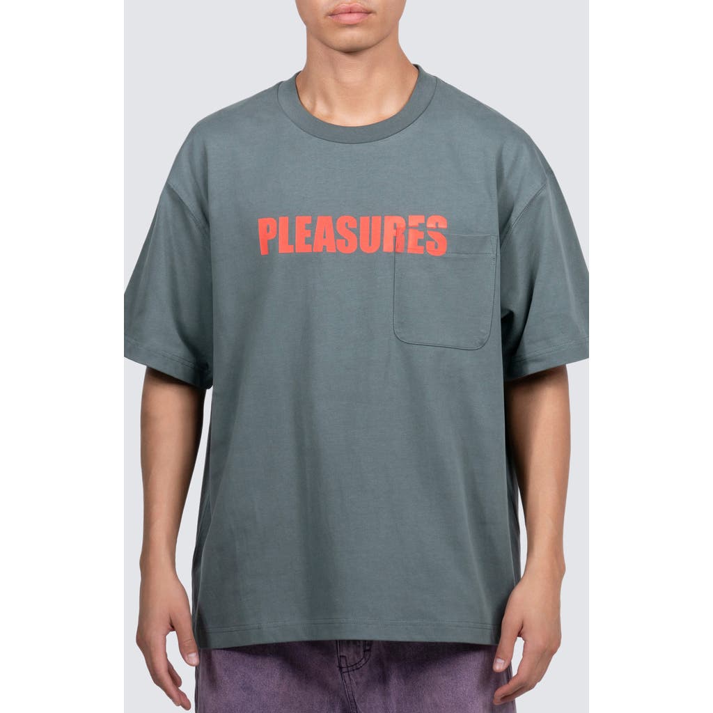PLEASURES Impact Heavyweight Pocket Graphic T-Shirt in Olive