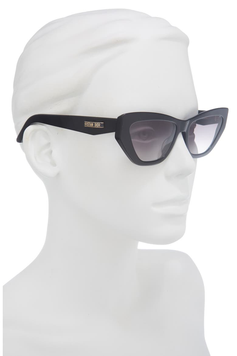 CDior B6I 56mm Gradient Cat Eye Sunglasses, Alternate, color, SHINY BLACK / GRADIENT SMOKE