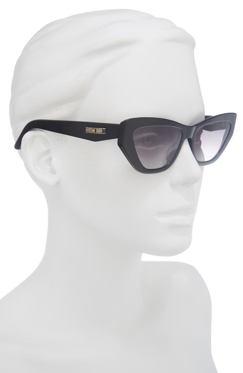 DIOR CDior B6I 56mm Gradient Cat Eye Sunglasses, Alternate, color, Shiny Black / Gradient Smoke