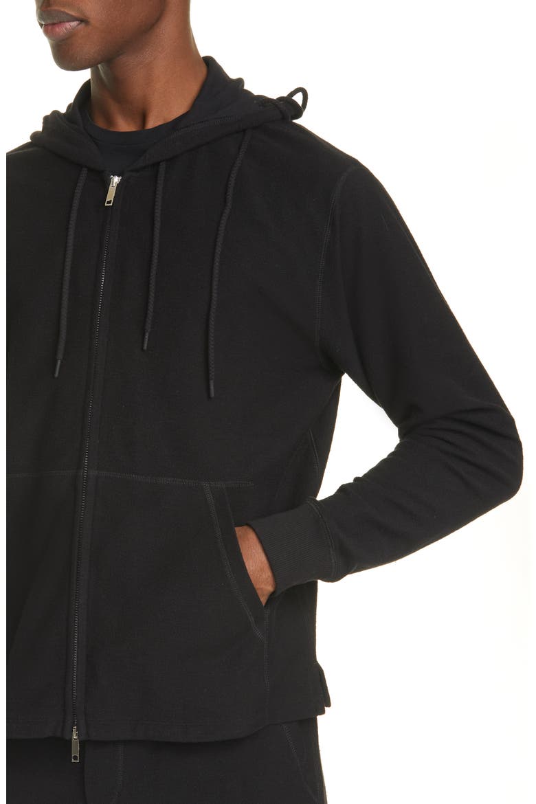 Laced Zip Front Hoodie, Alternate, color, BLACK BLACK