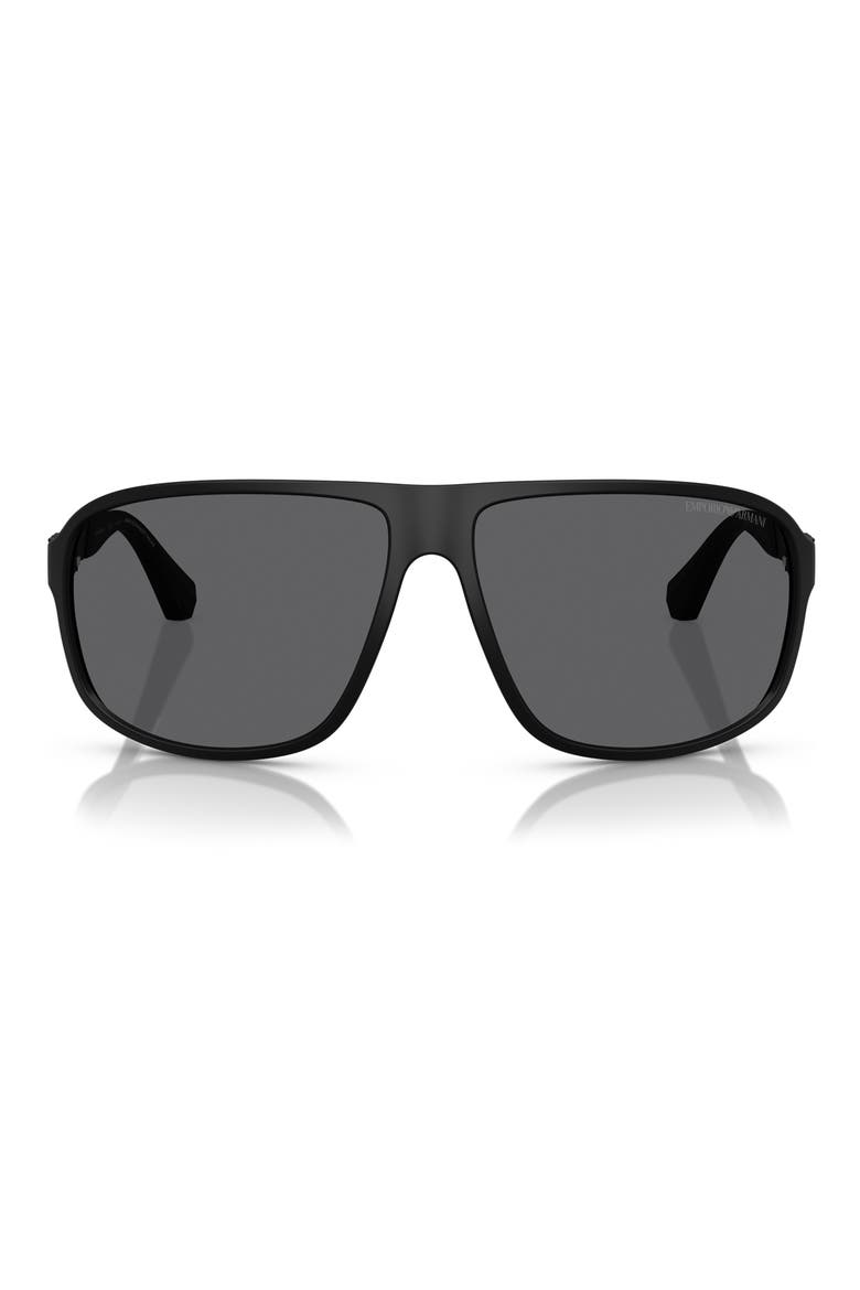 64mm Polarized Square Sunglasses, Main, color, MATTE BLACK / GREY POLAR