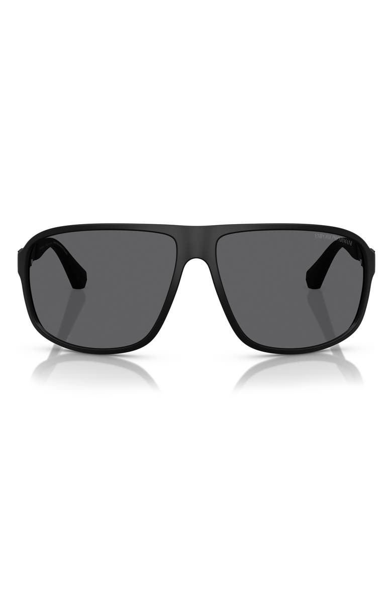 Emporio Armani 64mm Polarized Square Sunglasses, Main, color, Matte Black / Grey Polar