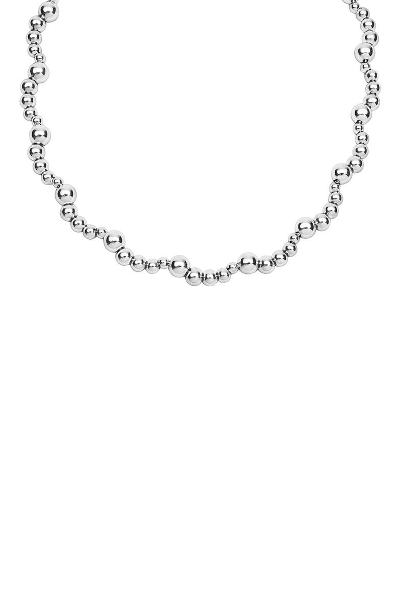 Caviar Bubbly Bead Wavy Collar Necklace, Alternate, color, STERLING SILVER