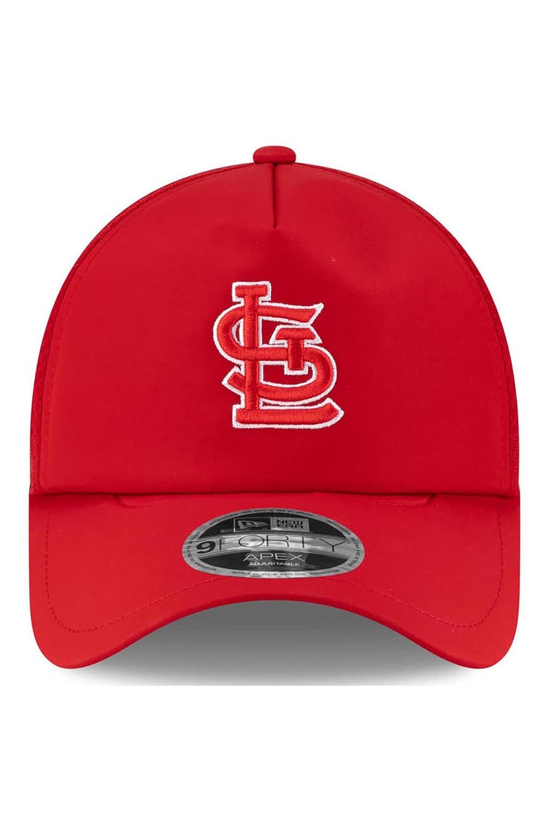 Men's New Era Red St. Louis Cardinals 2026 Batting Practice Apex 9FORTY Adjustable Trucker Hat, Alternate, color, Red