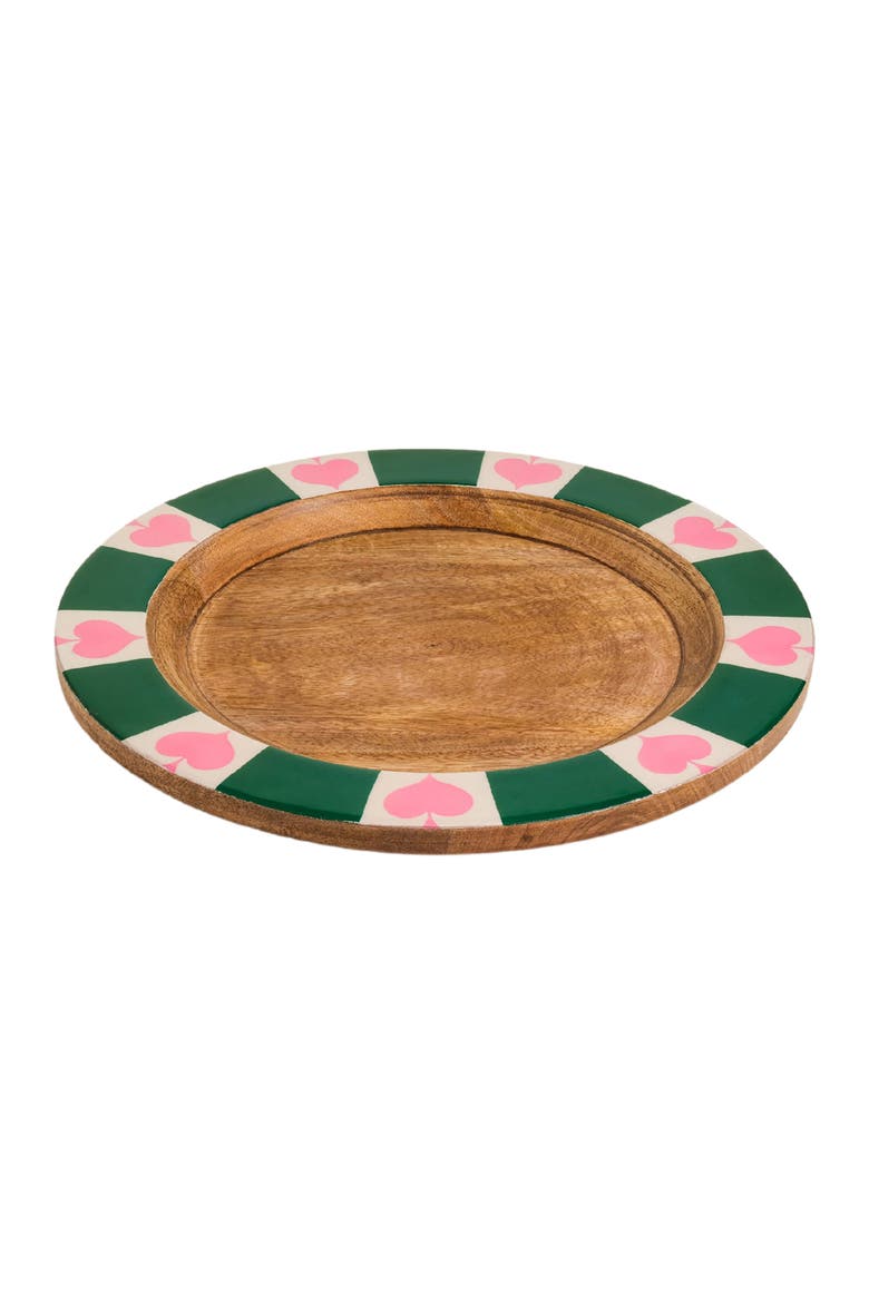 Lakri Mango Wood Charger Plate 13", Alternate, color, Green