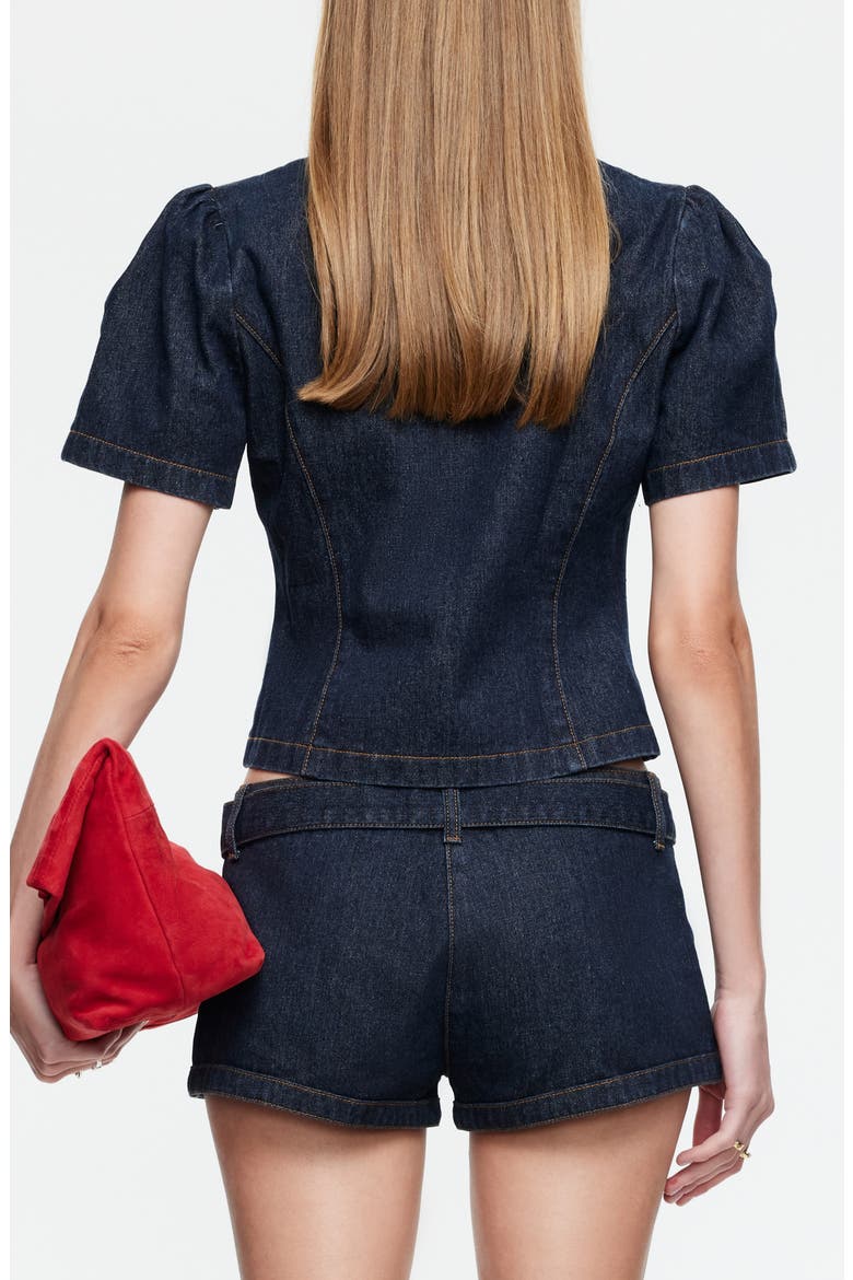 Femme Denim Button-Up Top, Alternate, color, DARK DENIM