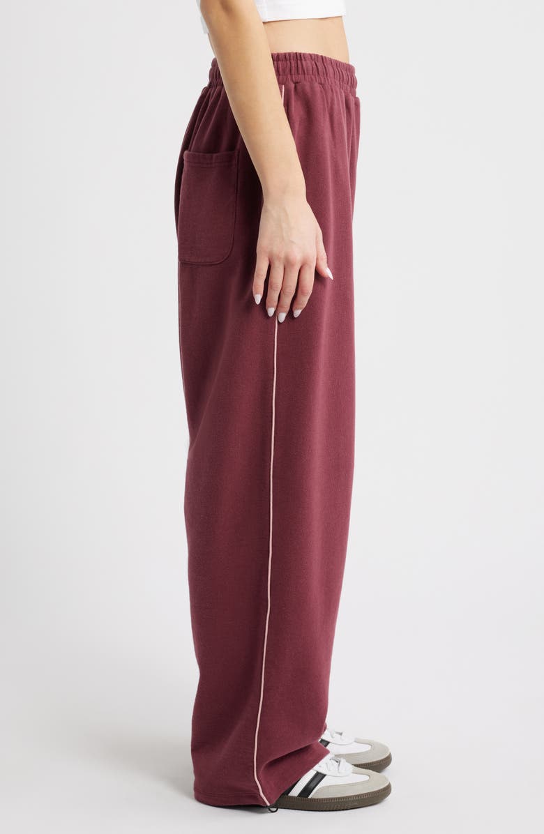 Iets Frans Harri Cotton Fleece Wide Leg Sweatpants, Alternate, color, Maroon