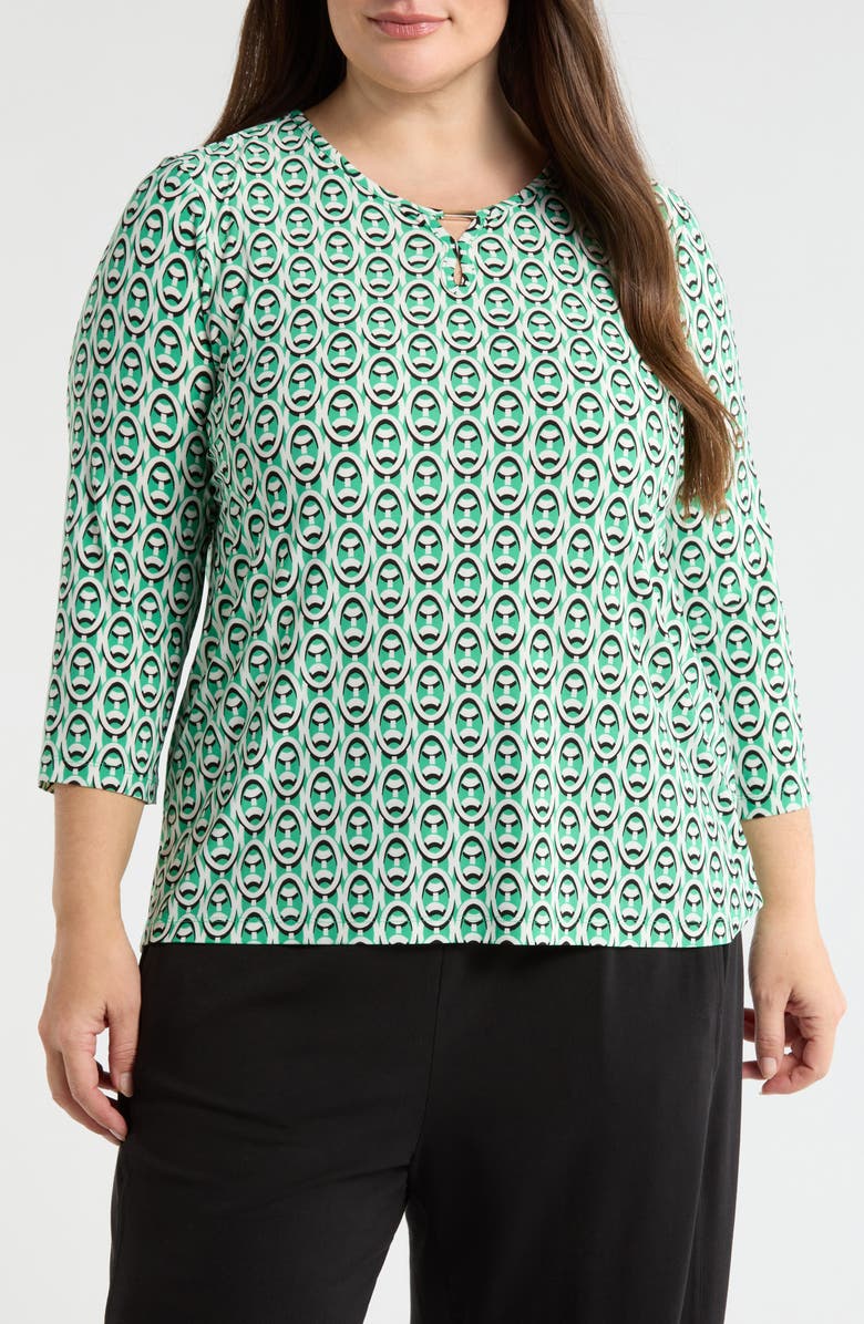 Jones New York Bar Keyhole Top, Main, color, Kelly Multi