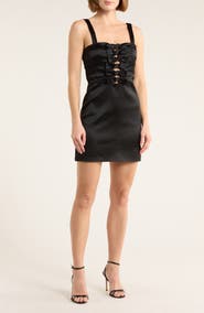 Veronica Beard Kennedy Bow Front Satin Minidress