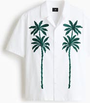 H&M Relaxed Fit Embroidered-motif Resort Shirt