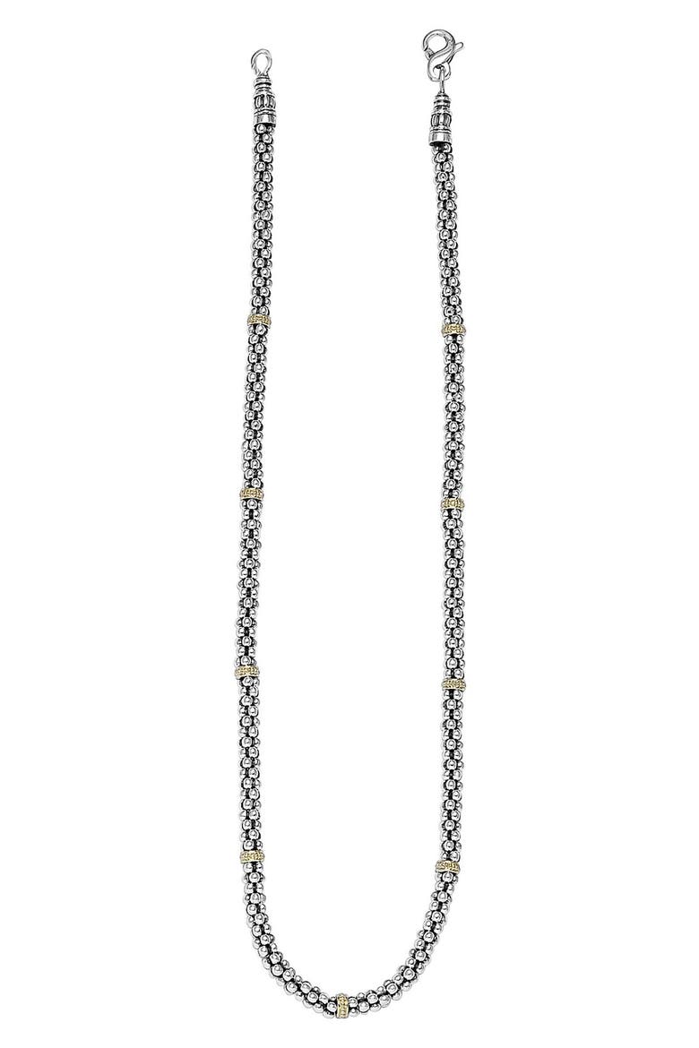 Two-Tone Caviar Beaded Necklace, Alternate, color, SILVER/ GOLD