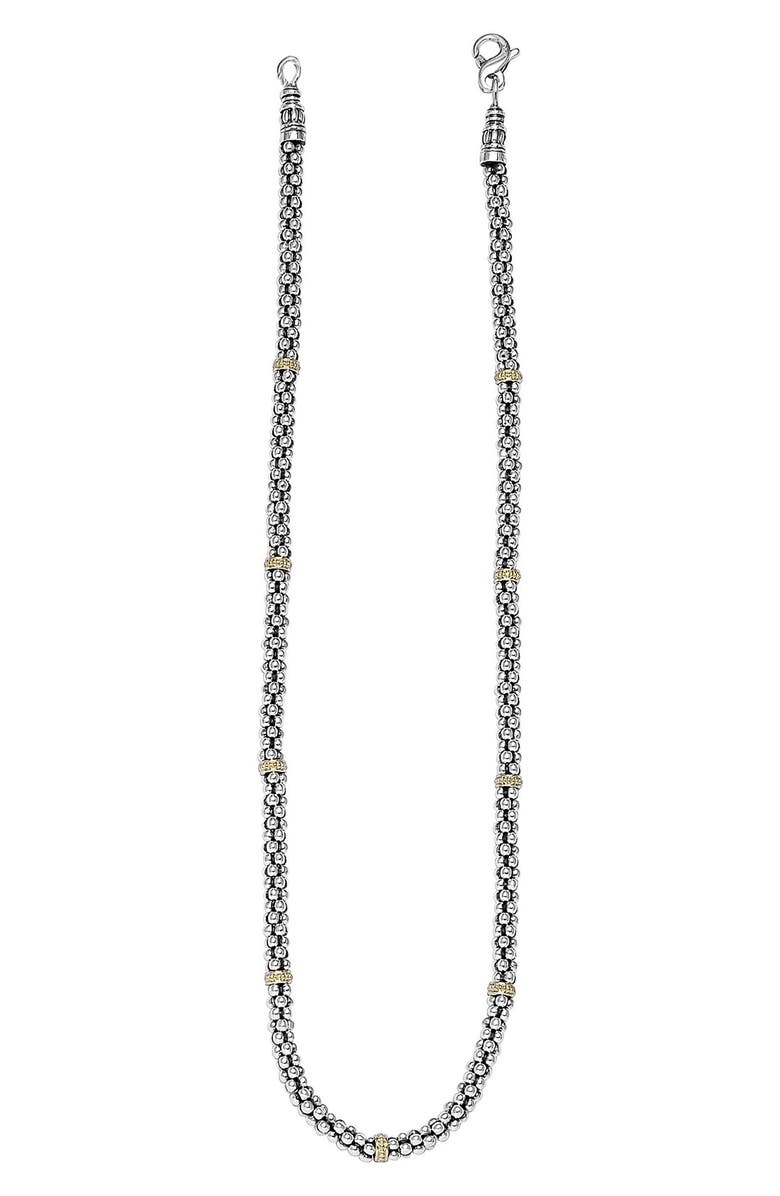 LAGOS Two-Tone Caviar Beaded Necklace, Alternate, color, Silver/ Gold