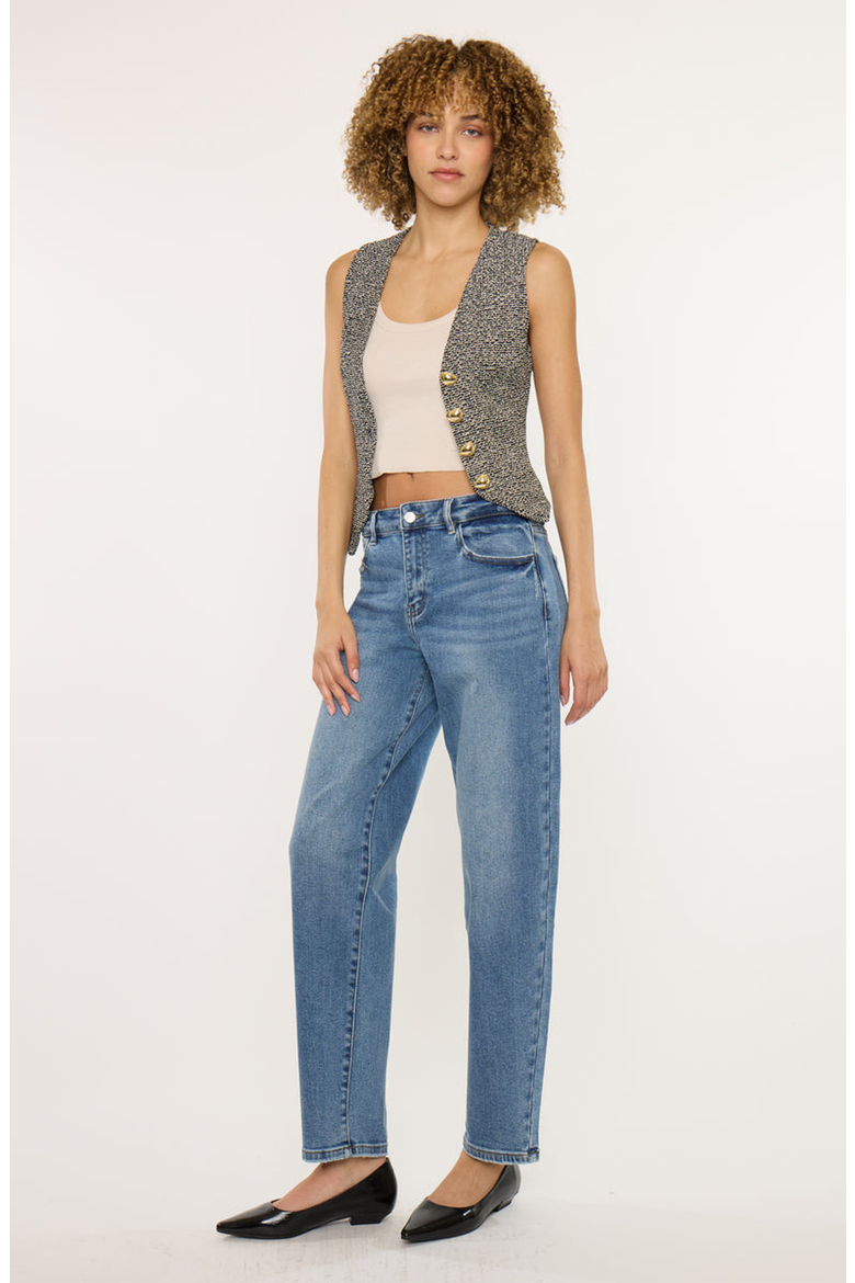 Grace Essentials High Rise Slim Barrel Jeans, Alternate, color, Medium Wash