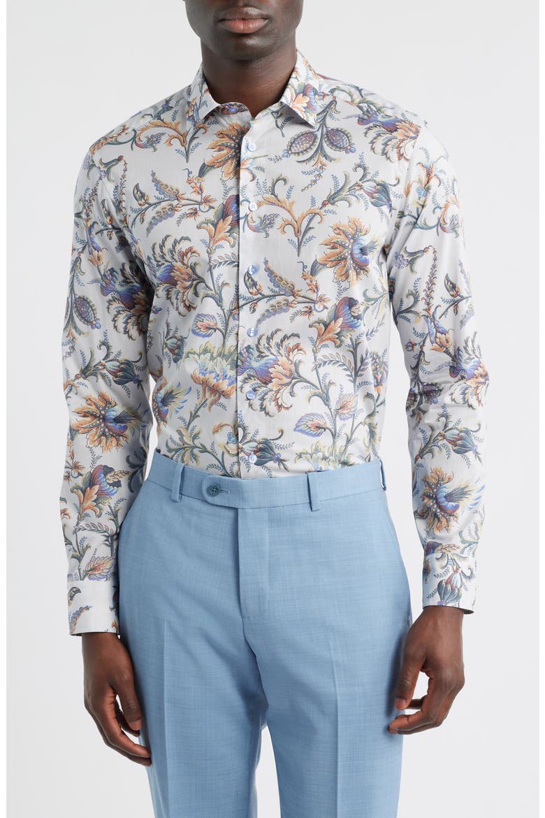 Roma Cotton Muslin Dress Shirt, Main, color, PRINTED AZURE/ WHITE BASE