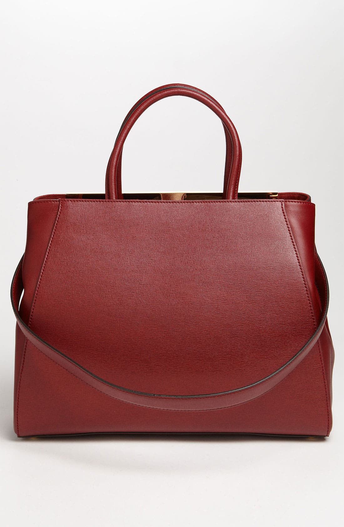 '2Jours Elite' Leather Shopper, Alternate, color, DARK RED