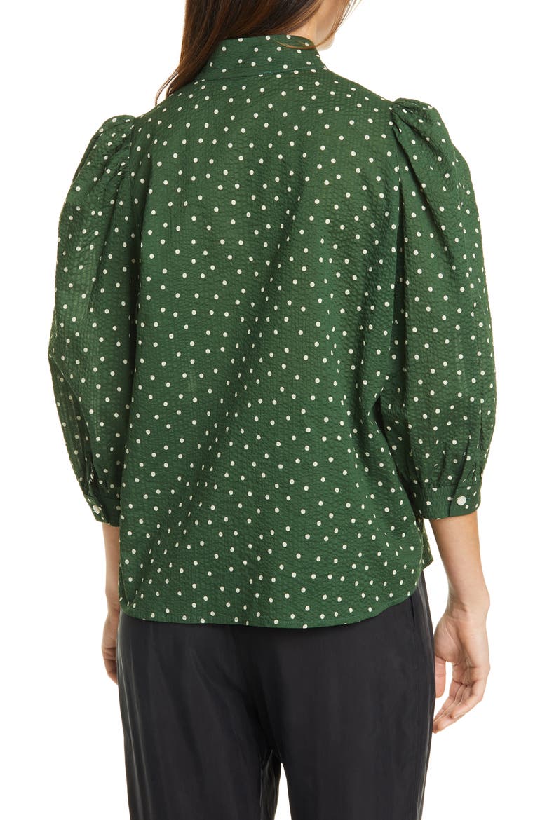 Frontier Dot Puff Sleeve Cotton Blouse, Alternate, color, FERN DOT