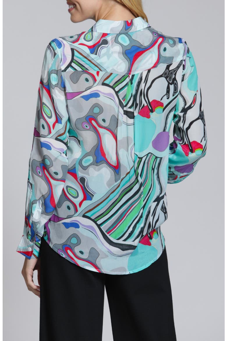 Roll Sleeve Button-Up Shirt, Alternate, color, TURQUOISE MULTI