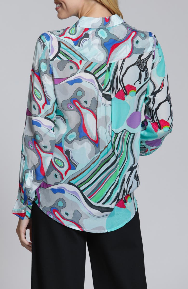 APNY Roll Sleeve Button-Up Shirt, Alternate, color, Turquoise Multi