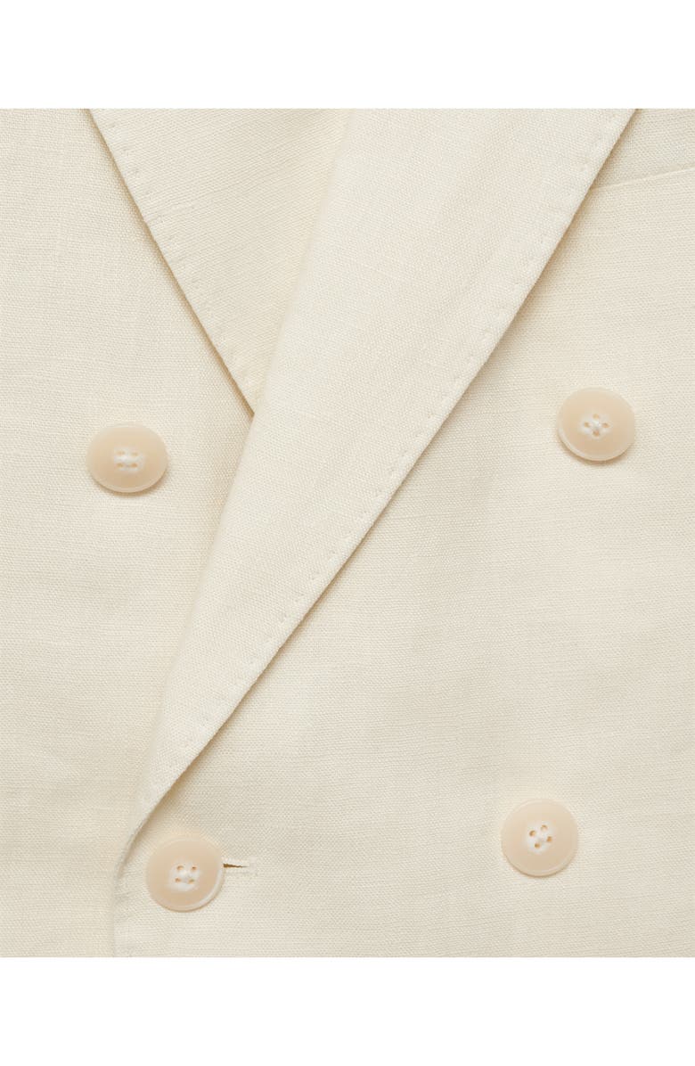MANGO Slim Fit Double Breasted Linen Suit Jacket, Alternate, color, Ivory White