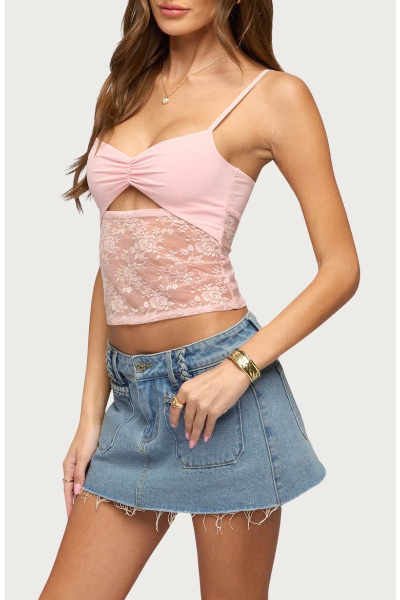 Damarie Sheer Lace Cutout Camisole, Alternate, color, LIGHT-PINK