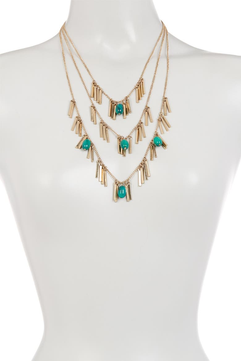 Layers of Fun Metal Fringe Necklace, Alternate, color, GOLD-GREEN