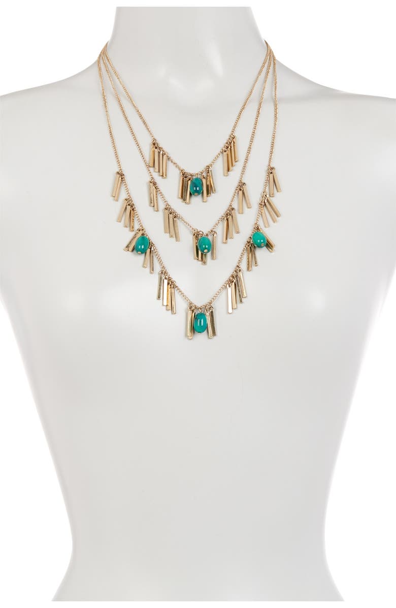 OLIVIA WELLES Layers of Fun Metal Fringe Necklace, Alternate, color, Gold-Green