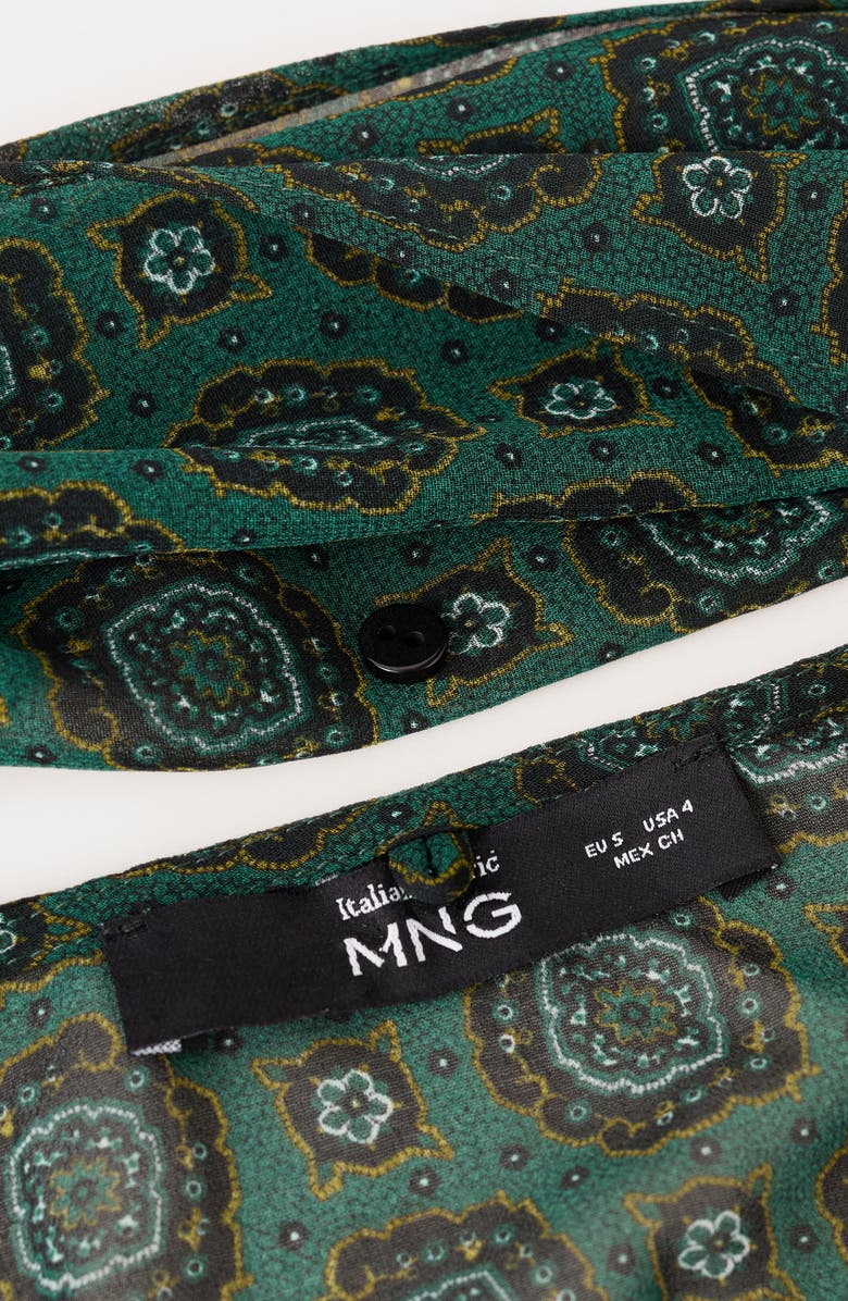 MANGO Medallion Print Long Sleeve Dress with Removable Scarf, Alternate, color, Green